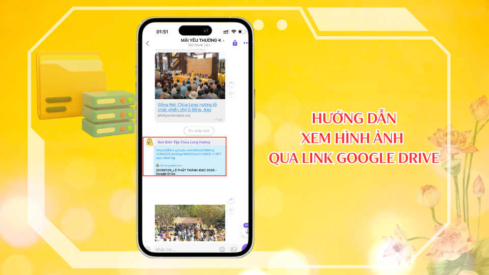 HƯỚNG DẪN QUÝ PHẬT TỬ XEM HÌNH ẢNH QUA LINK GOOGLE DRIVE (Gởi qua Viber, Zalo…)