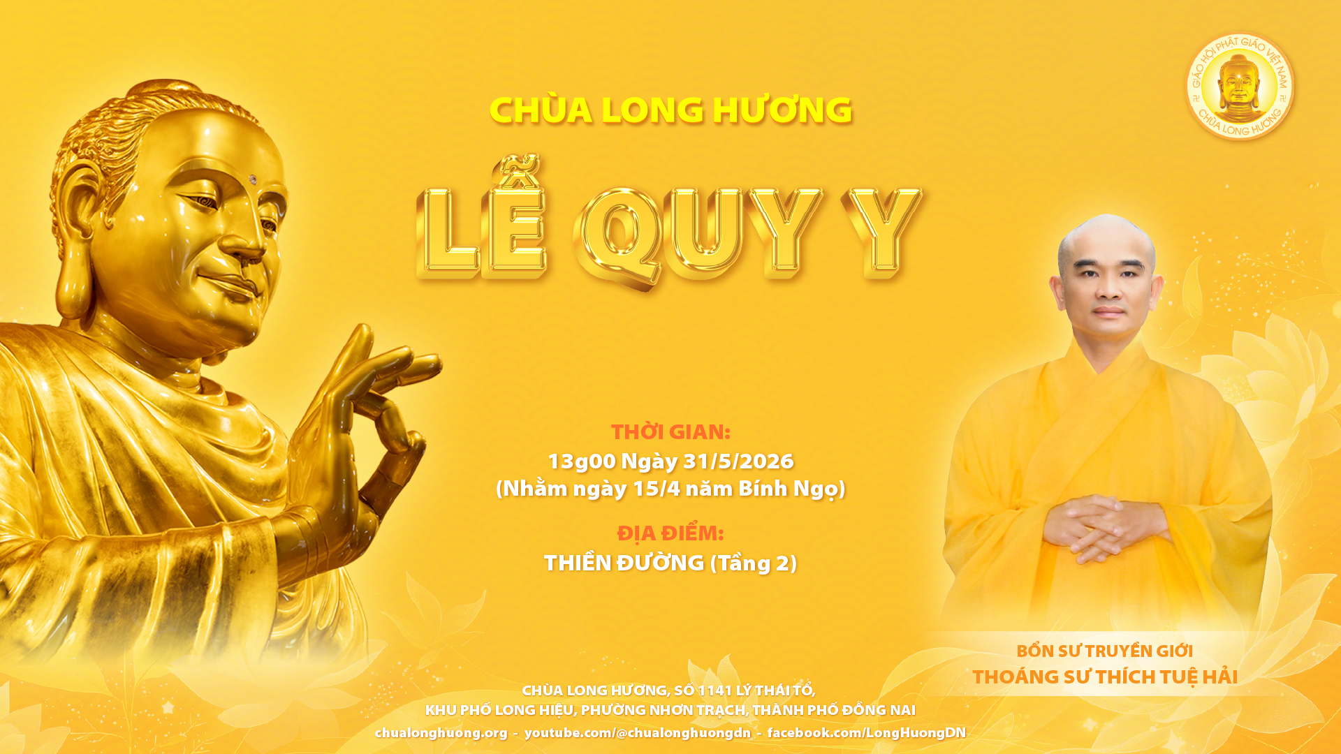 LỄ QUY Y TAM BẢO RẰM THÁNG 4 NĂM BÍNH NGỌ 2026